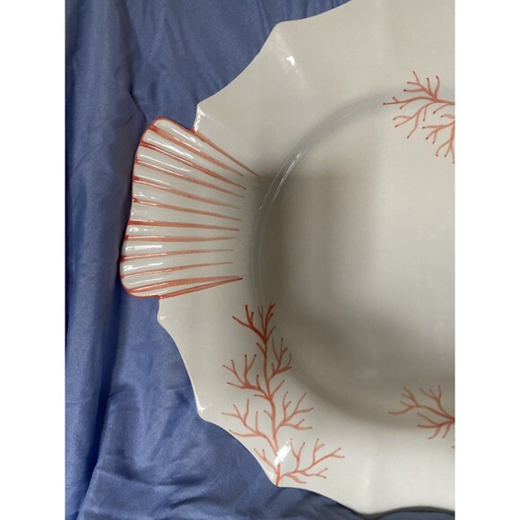 Vintage Zanolli Hand Painted  Bot Fish Platter Made in Italy 15" White Coral - Picture 5 of 10
